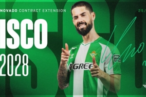 官方：贝蒂斯与33岁伊斯科完成续约，新合同至2028年6月