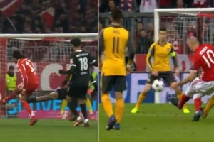 神似！拜仁官方社媒晒视频，对比奥利塞、罗本内切射门