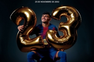 巴萨官方祝佩德里23岁生日快乐，球员加盟以来出战215场斩获6冠